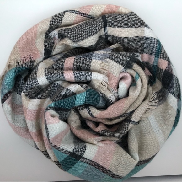 Indigo Accessories - Indigo Wool Rich Plaid Shawl Scarf